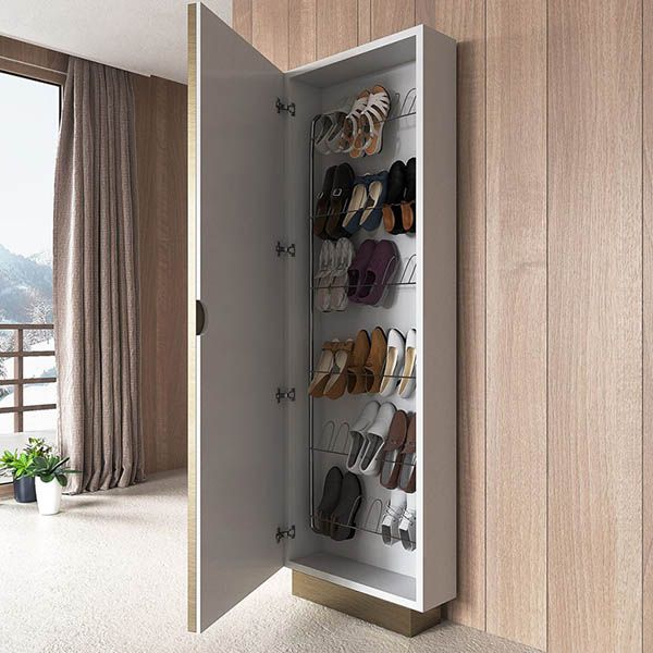 Shoe cabinet with hall mirror