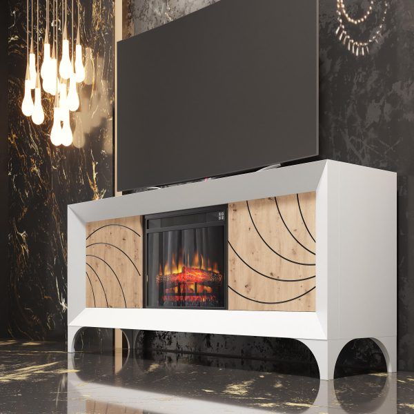 Mueble TV chimenea de diseño