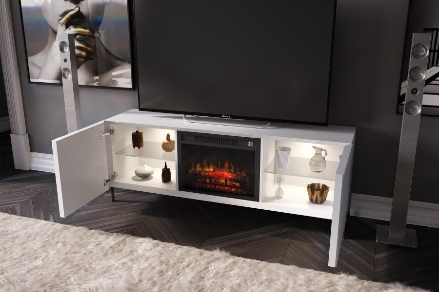 Mueble TV con chimenea electrica