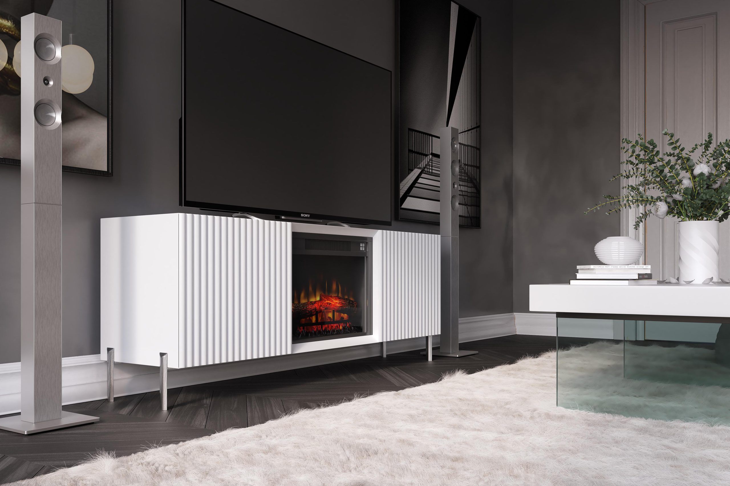 Mueble TV con chimenea electrica CH08 - Franco Furniture
