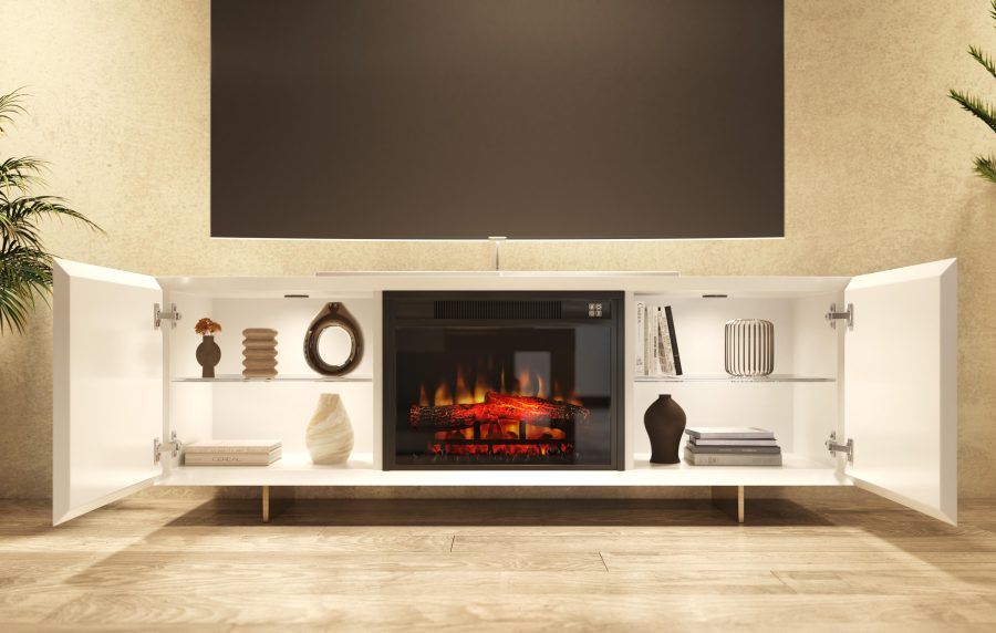Mueble TV chimenea minimalista
