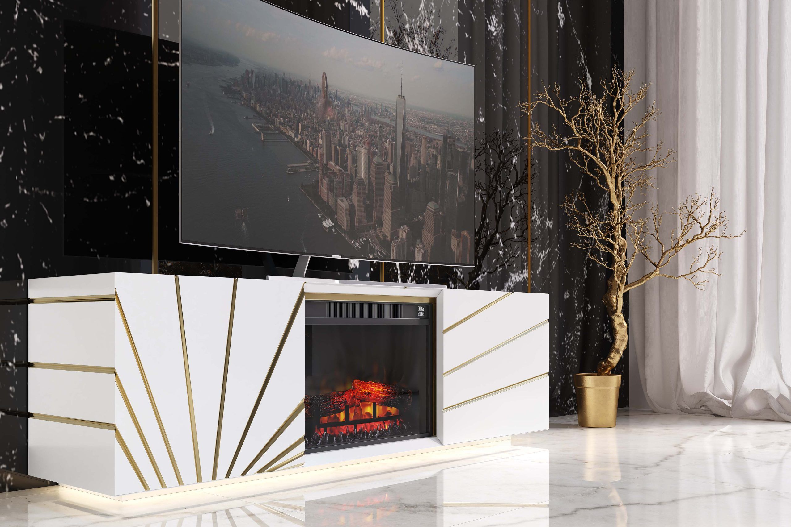 Mueble TV chimenea de diseño CH05 - Franco Furniture