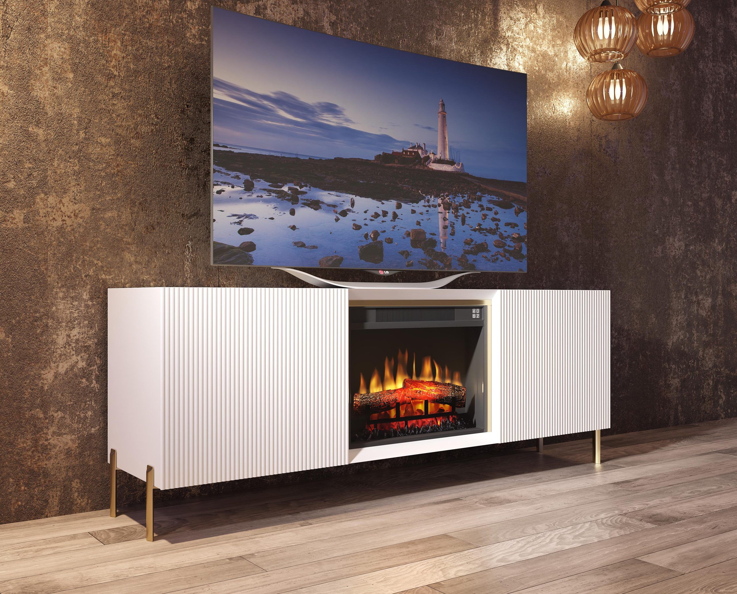 Mueble TV chimenea moderno - Franco Furniture
