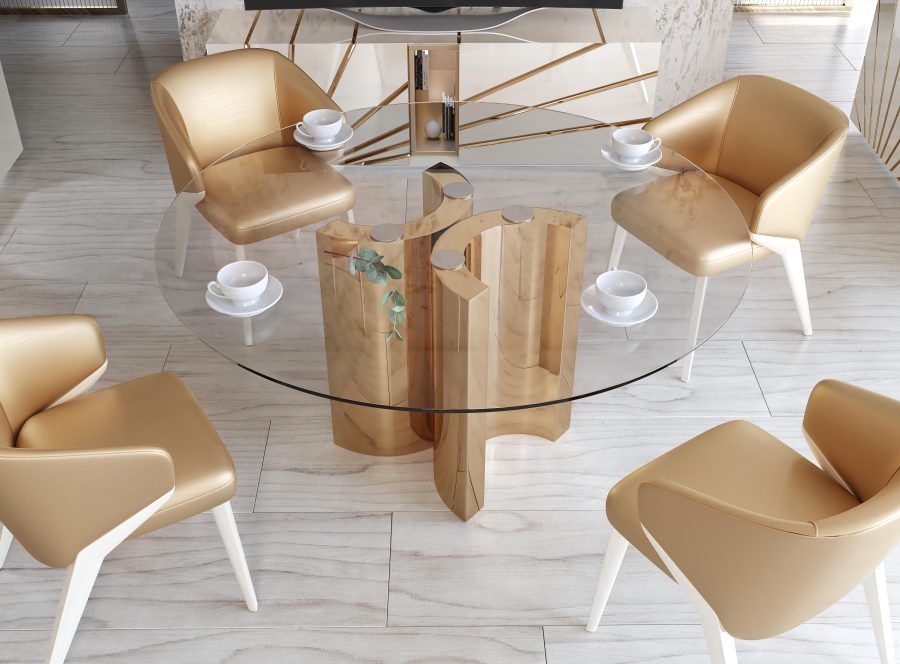 Round Dining Table 02 Gold01